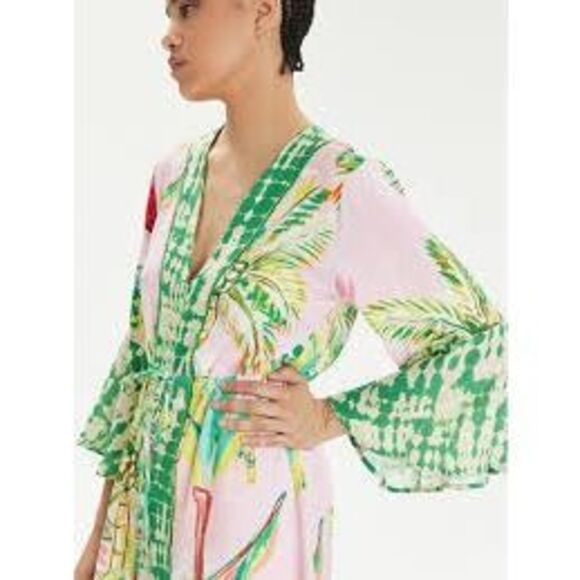 Maaji Kimono Dress Retro Palms Tropical Print Size M - Picture 5 of 8